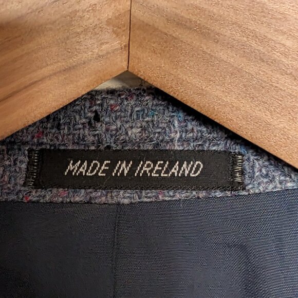 Vintage 48T DONEGAL Tweed Wool Blue Blazer Sport Coat Jacket Bespoke Ireland - Picture 10 of 16